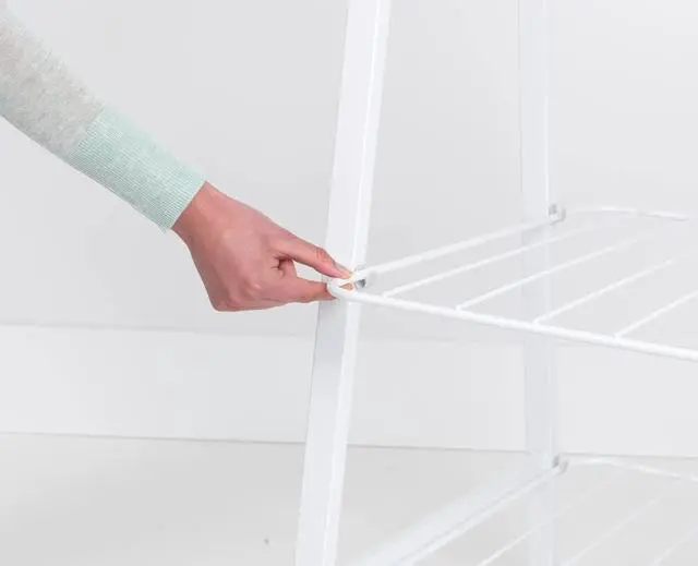 Alt view image 3 of 7 - Brabantia - Linn Clothes Rack - Multi-Functional - Space Saver - Adjustable Shelves - Wardrobe Hanging - Drying Rack - Freestanding - Stable - White - Large