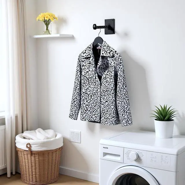 Alt view image 3 of 5 - Rustic State Clout Cast Iron Clothes Hanger Folding Coat Rack Laundry Bar for Drying Clothes Farmhouse Design Wall Mount Organizer Hook for Closet Laundry Room Mudroom Entryway - Black