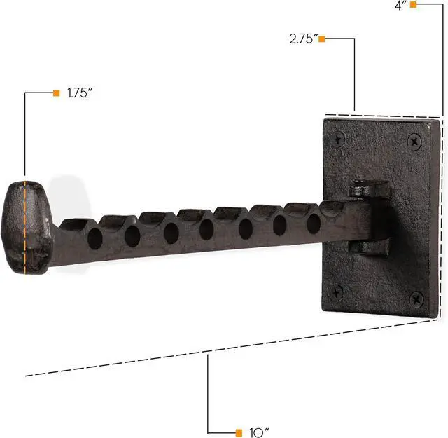 Alt view image 5 of 5 - Rustic State Clout Cast Iron Clothes Hanger Folding Coat Rack Laundry Bar for Drying Clothes Farmhouse Design Wall Mount Organizer Hook for Closet Laundry Room Mudroom Entryway - Black