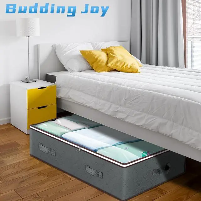 Alt view image 4 of 7 - Budding Joy 90L Under Bed Storage Containers, Closet Organizers and Storage Bins, Foldable Underbed Storage Bags for Blanket, Clothing, Comforter, Sweaters, Pillows, Linen Sheets, Wrapping Paper, Grey