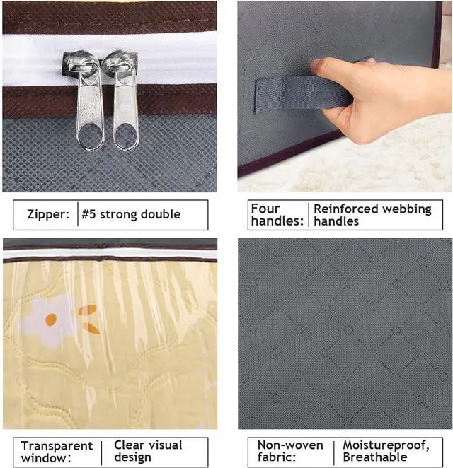 Alt view image 5 of 7 - Budding Joy 90L Under Bed Storage Containers, Closet Organizers and Storage Bins, Foldable Underbed Storage Bags for Blanket, Clothing, Comforter, Sweaters, Pillows, Linen Sheets, Wrapping Paper, Grey