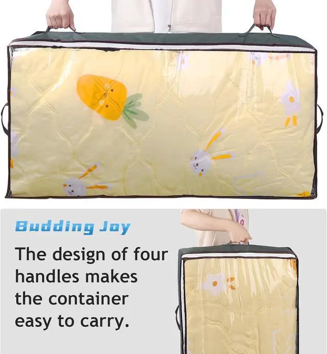Alt view image 7 of 7 - Budding Joy 90L Under Bed Storage Containers, Closet Organizers and Storage Bins, Foldable Underbed Storage Bags for Blanket, Clothing, Comforter, Sweaters, Pillows, Linen Sheets, Wrapping Paper, Grey