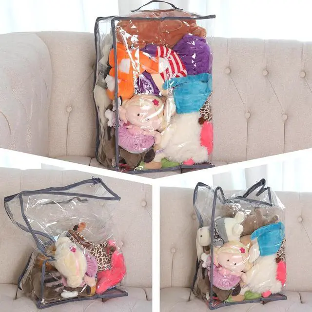 Alt view image 4 of 7 - Fixwal 4pcs Clear Storage Bags for Clothes with Zipper, 35L/9.5Gal Small Plastic Closet Organizers for Blankets Sweaters Bed Sheets Comforters Toys