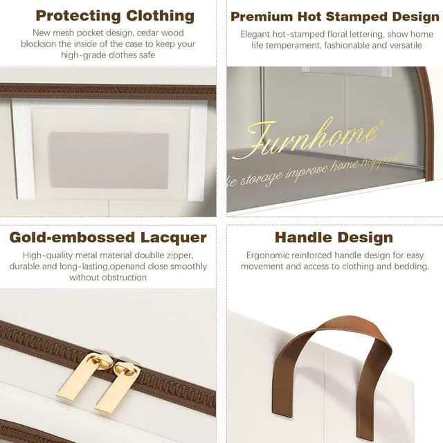 Alt view image 6 of 7 - Furnhome 3 pack Clothes Storage Bins with metal Frame, sweater storage for closet, Stackable Storage bins for clothes, Foldable Clothing Storage bins with Cedar Blocks& Windows&Zippers|24L-Light Grey