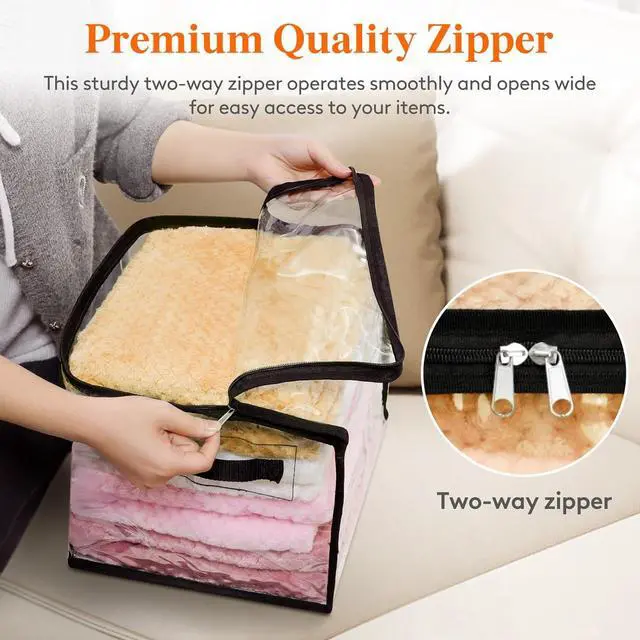 Alt view image 7 of 7 - Lifewit 4 Pack Clear Clothes Storage Bags, 11 Inch Clear Cube Storage Bins, 18L Vinyl Foldable Moving Bags with Zipper, Storage Container for Sweater Sheets Yarns