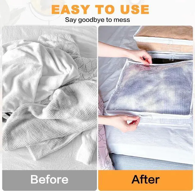 Alt view image 5 of 6 - Clear Zippered Storage Bags Plastic Sweater Storage Bags with Zipper 6 Packs Clothing Organizer for Blankets Linen Sweater Bed Sheet Quilt Clothes Pillow (12 x 12 x 12 Inch)