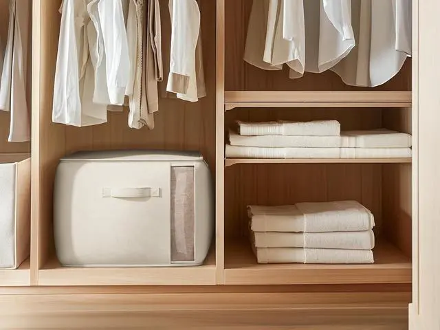 Alt view image 6 of 7 - Large Canvas Clothes Storage Bags with Thick Handles and Clear Window, Foldable Cotton Linen Closet Organizer for Clothing, Blankets and Bedding, 70L, 3 Pack, Beige