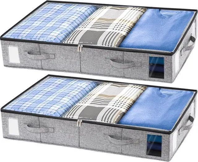 Main image of combocube 2 Pack Under Bed Storage Containers, Stackable Closet Organizers and Storage Bins with Sturdy Support, Foldable Underbed Clothes Storage Box for Blanket, Comforter, Sweater, Pillows, Shoes