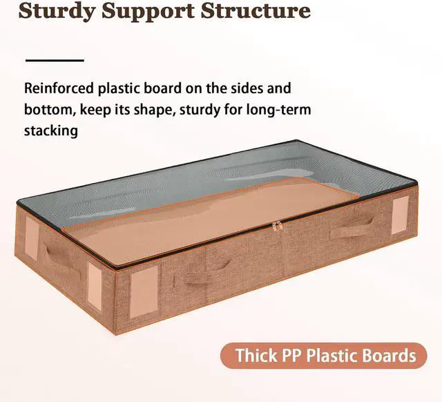 Alt view image 2 of 7 - combocube 2 Pack Under Bed Storage Containers, Stackable Closet Organizers and Storage Bins with Sturdy Support, Foldable Underbed Clothes Storage Box for Blanket, Comforter, Sweater, Pillows, Shoes