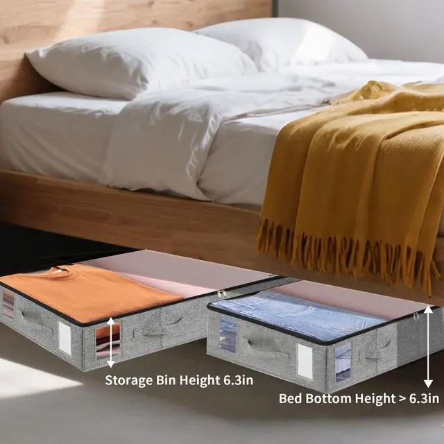 Alt view image 6 of 7 - combocube 2 Pack Under Bed Storage Containers, Stackable Closet Organizers and Storage Bins with Sturdy Support, Foldable Underbed Clothes Storage Box for Blanket, Comforter, Sweater, Pillows, Shoes