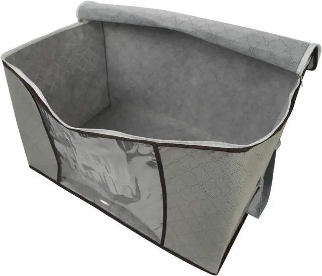Alt view image 5 of 6 - 2 Pack Foldable Large Storage Bags 28 x 20 x 12 (L x W x H) inch for Comforter Quilt Blanket Clothes with Clear Window & Handles - Easy to Fit King Size Comforter Set - Closet Under Bed Organizer