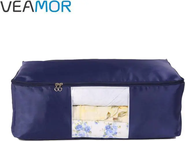 Alt view image 2 of 6 - Comforter Storage Bags Pack of 2,Pillow Beddings/Blanket Clothes Organizer Storage Containers with Zippers,Breathable and Moistureproof(Navy blue 2pcs, XXL)