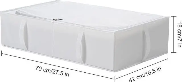 Alt view image 2 of 7 - TYEERS Under Bed Storage Containers, Durable Fabric, Washable, Collapsible, Under Bed Storage Bins for Clothes, Blankets, Sheets, Shoes, 27.5x16.5x7 Inches, 4-Pack, White