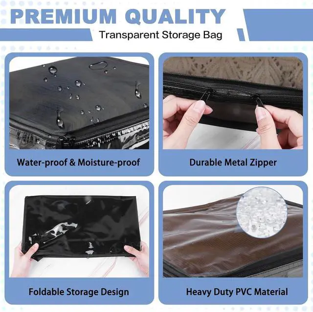 Alt view image 3 of 6 - Clear Zippered Storage Bags Plastic Sweater Storage Bags with Zipper 6 Packs Clothing Organizer for Blankets Linen Sweater Bed Sheet Quilt Clothes Pillow (12 x 12 x 12 Inch, Black)