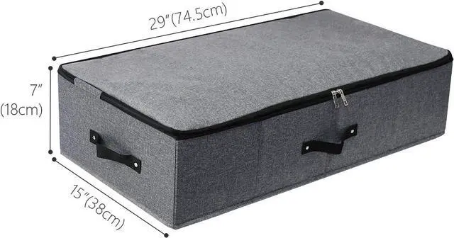 Alt view image 2 of 7 - 2PCS Foldable Under Bed Storage Box with Plastic Support Liner, Handles, Zipper lid, Blankets Clothes Comforters Storage Bin Organizer for Bedroom and Closet, 29×15×7inch, Black Grey