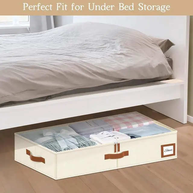 Alt view image 4 of 7 - Under Bed Storage Containers with Lid, 2 Pack Closet Organizers and Storage, Foldable Blanket Storage Bins, Underbed Storage for Clothes, Shoes, Bedding, Comforters, Dorm Room, Small Space
