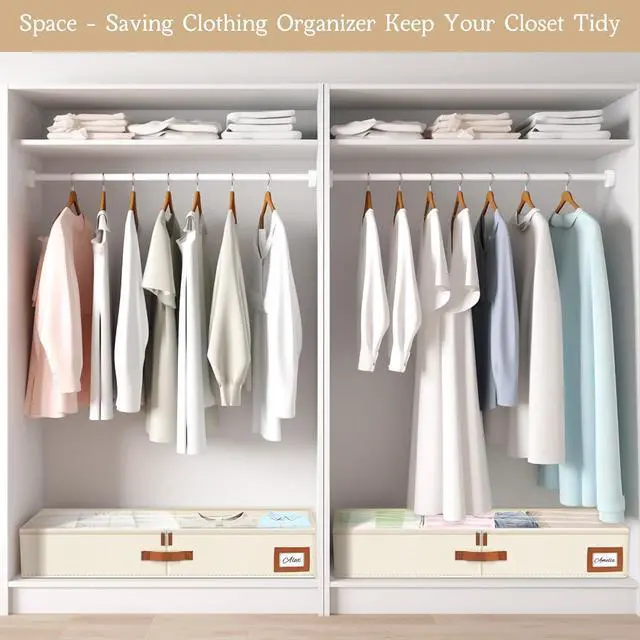 Alt view image 5 of 7 - Under Bed Storage Containers with Lid, 2 Pack Closet Organizers and Storage, Foldable Blanket Storage Bins, Underbed Storage for Clothes, Shoes, Bedding, Comforters, Dorm Room, Small Space