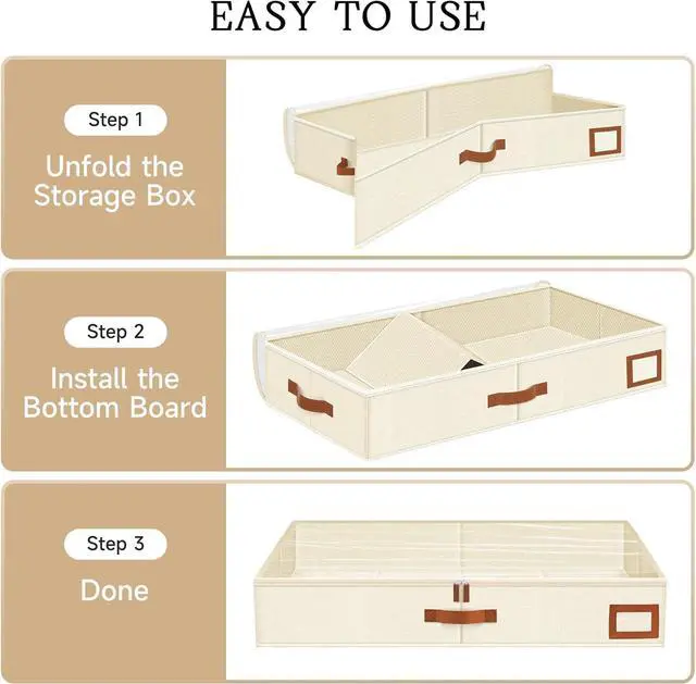 Alt view image 7 of 7 - Under Bed Storage Containers with Lid, 2 Pack Closet Organizers and Storage, Foldable Blanket Storage Bins, Underbed Storage for Clothes, Shoes, Bedding, Comforters, Dorm Room, Small Space