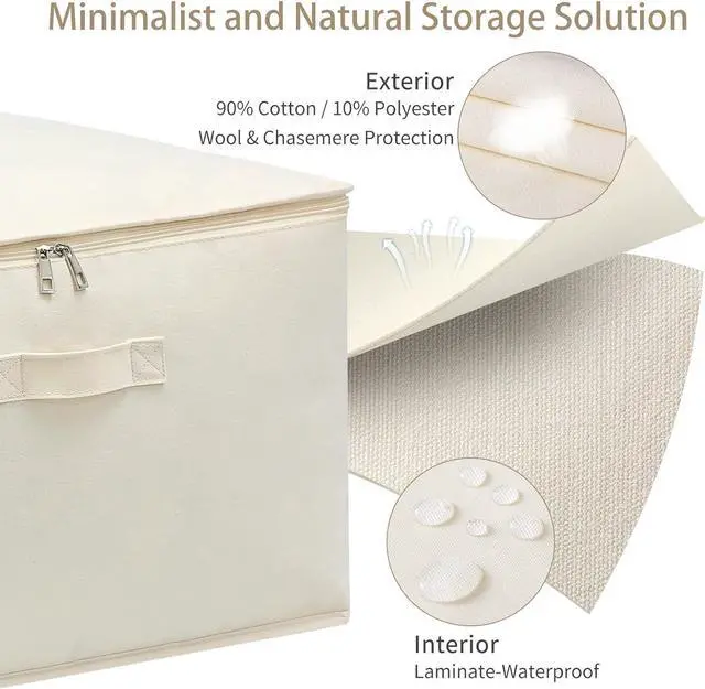 Alt view image 3 of 7 - Canvas Comforters Bags Closet Organizers and Storage for Quilts Clothes Organization Containers Bins with Sturdy Zipper, Clear Window 75L for Sweaters Blankets Storage Bedroom Collapsible