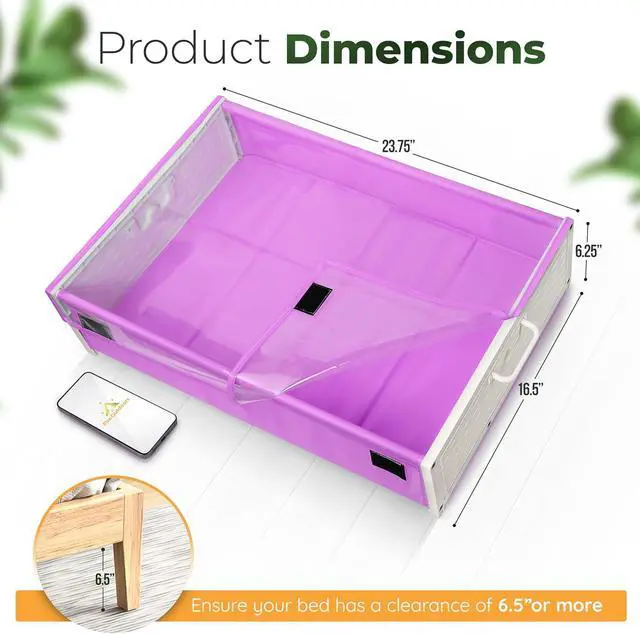 Alt view image 4 of 7 - Under Bed Storage with Wheels - Rolling Space Saver with Handles - Plastic Underbed Drawers for Shoes/Clothes - Wheeled Under Bed Storage Containers - Easy Access Organizer