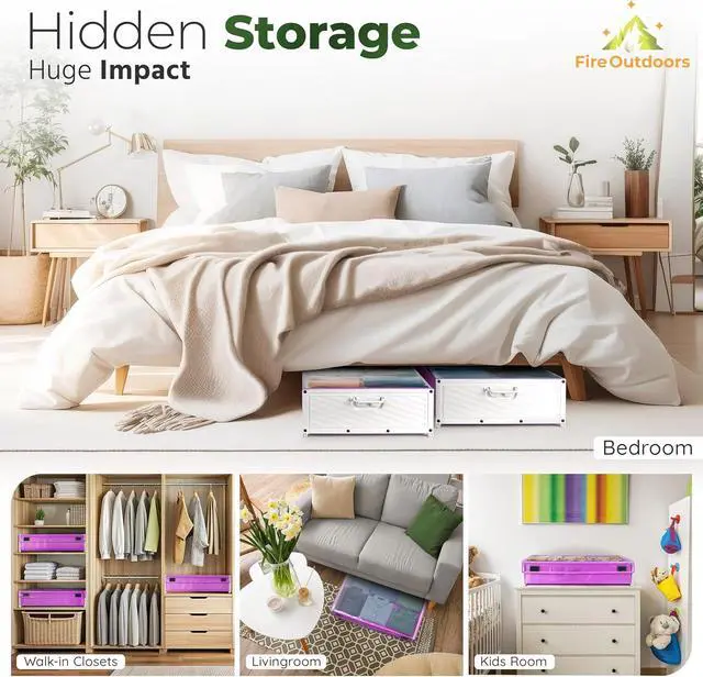 Alt view image 5 of 7 - Under Bed Storage with Wheels - Rolling Space Saver with Handles - Plastic Underbed Drawers for Shoes/Clothes - Wheeled Under Bed Storage Containers - Easy Access Organizer