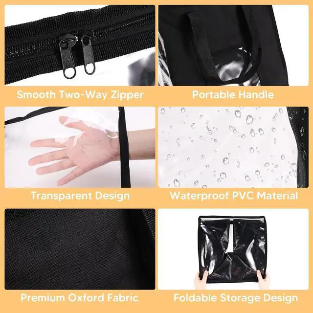 Alt view image 3 of 7 - 4 Packs Large Toy Storage Bins 12" Clear Zippered Storage Bags with Handles, Transparent PVC Storage Bags, Foldable Cube Storage Organizer for Building Blocks, Toys, Clothes,Towel, Kids Playroom