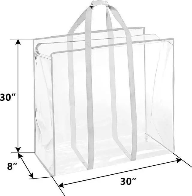 Alt view image 3 of 7 - ProPik Clear Storage Bag Gift Wrap Clothes Organizer Big Zippered Christmas Decorations Storage Vinyl Bag for Under Bed Moving Bedding Linen Pillow Blanket Cloth Bag Reinforced Handles (White, 1)