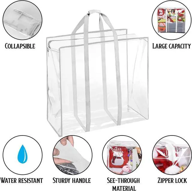 Alt view image 2 of 7 - ProPik Clear Storage Bag Gift Wrap Clothes Organizer Big Zippered Christmas Decorations Storage Vinyl Bag for Under Bed Moving Bedding Linen Pillow Blanket Cloth Bag Reinforced Handles (White, 1)