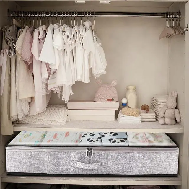 Alt view image 6 of 7 - Underbed Storage Containers, Underbed Clothes Organizer Bins with Sturdy zipper, Foldable Under the Bed Storage Bags for Organizing Clothes, Shoes, Blankets, Quilts, Toys, 2 Pack Grey