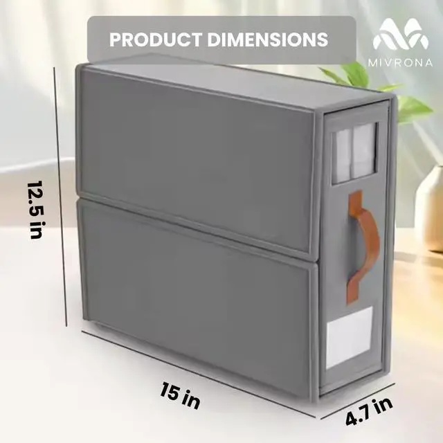 Alt view image 4 of 7 - Pack of 4 Bed Sheet Organizers and Storage - Foldable Storage Box with Label holder & Clear Window  Durable Fabric, Perfect for Closets & Easy Organization - For Sheets, Blankets & Towels (Gray)