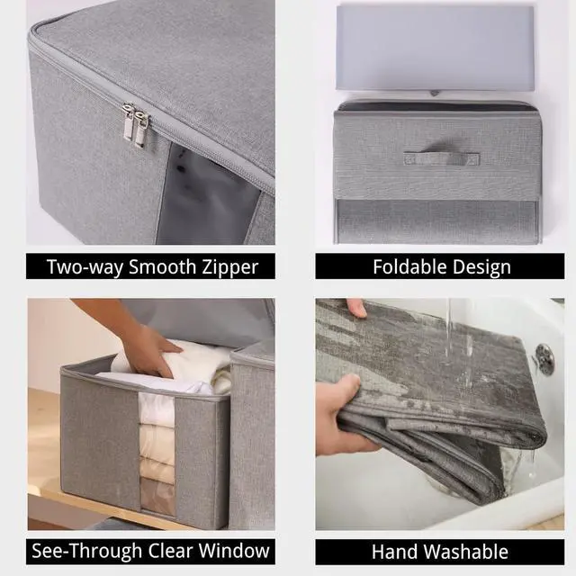 Alt view image 7 of 7 - Under Bed Storage with Clear window/ 600D Sturdy Fabric, Underbed Storage Containers Bags for Clothes, Clothing, Blanket, Comforters Organizer (M13.7x11x7in for 8-10 T shirts, Light grey)