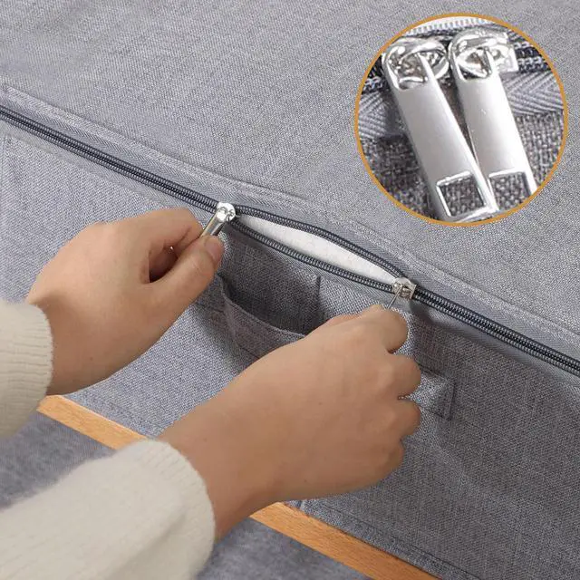 Alt view image 4 of 7 - Underbed Storage Box, 23.6 x 11.8 x 5.9 Inch Clothes Organizer With Sturdy Structure and Reinforced Handles for Blanket, Sheets, Pillows, Towels, Shoes, Grey, 2 Pack