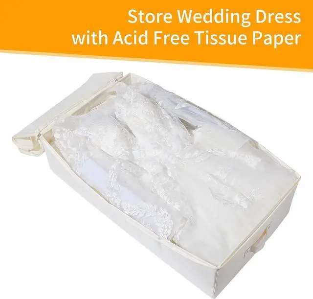 Alt view image 5 of 7 - Yakucho Wedding Dress Box-Wedding Dress Preservation Box with 20 Sheets of Acid Free Tissue Paper for Storage Wedding Dress Storage Box Kit(Beige)
