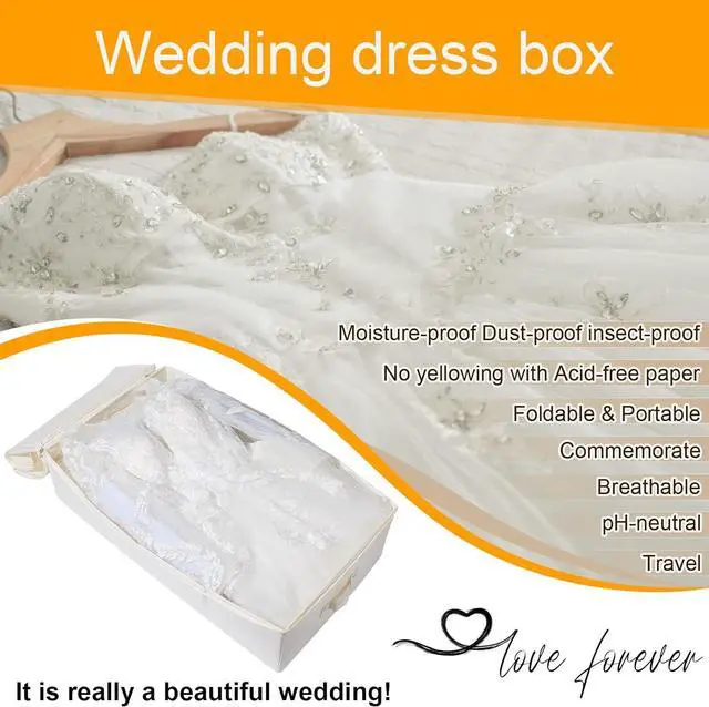 Alt view image 2 of 7 - Yakucho Wedding Dress Box-Wedding Dress Preservation Box with 20 Sheets of Acid Free Tissue Paper for Storage Wedding Dress Storage Box Kit(Beige)