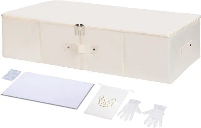 Main image of Wedding Dress Storage Box Kit with 20 Sheets of Acid Free Tissue Paper,Dust-proof Shoe Bag,Dust-free White Gloves,Breathable Foldable Heirloom Wedding Gown Preservation Box - Bride Musthaves Beige
