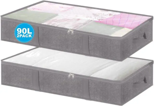 Main image of Mindful Design Under Bed Shoe Storage Organizer  Set of 2 Large Containers, Each Fit 12 Pairs of Shoes  Strong Zipper & Handles  Underbed Organizers for Kids & Adults