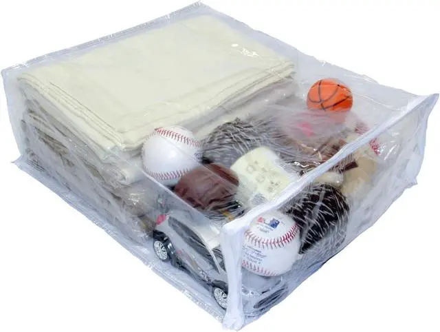 Alt view image 2 of 5 - 10-Pack Heavy Duty Vinyl Zippered Closet Storage Bags (Clear) for Sweaters, Blankets, Comforters, Bedding Sets and Much More! (15" x 18" x 6") 7 Gallon