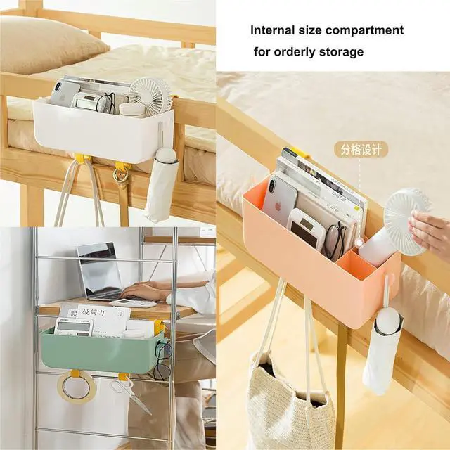 Alt view image 7 of 7 - Bedside Organizer Storage Caddy Hanging as Bunk Bed Storage Accessories Handrail Multi Pockets for Dorm Bunk Bed Shelf
