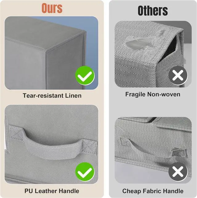 Alt view image 4 of 6 - 6 Pack Large Bed Sheet Organizers and Storage, (King & Queen Size) Sheet Organizer for Linen Closet, Foldable Bedding Storage Box with Window for Bedsheets, Blanket, Duvet Cover Grey