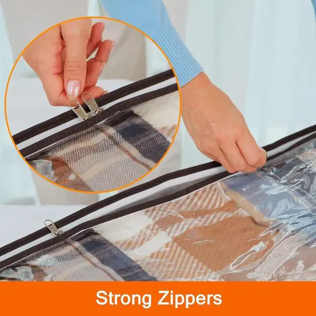 Alt view image 5 of 7 - Vieshful 3 Pack Underbed Storage Bags 75L Foldable Clothes Bag Large Capacity Storage Containers with Clear Window Reinforced Handles Zippered Organizer Non-Woven for Comforters Blankets Bedding