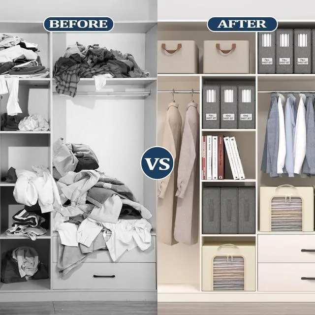 Alt view image 2 of 7 - Furnhome 6 Pack Bed Sheet Storage,2024 Sheet Organizer for King/Queen/Full/Twin, Foldable Sheet Set Organizer, Sheet Storage Cube for Bedding Sheets, Duvet Covers and Pillowcases