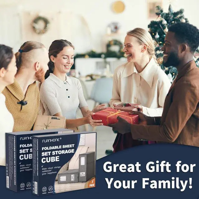 Alt view image 5 of 7 - Furnhome 6 Pack Bed Sheet Storage,2024 Sheet Organizer for King/Queen/Full/Twin, Foldable Sheet Set Organizer, Sheet Storage Cube for Bedding Sheets, Duvet Covers and Pillowcases