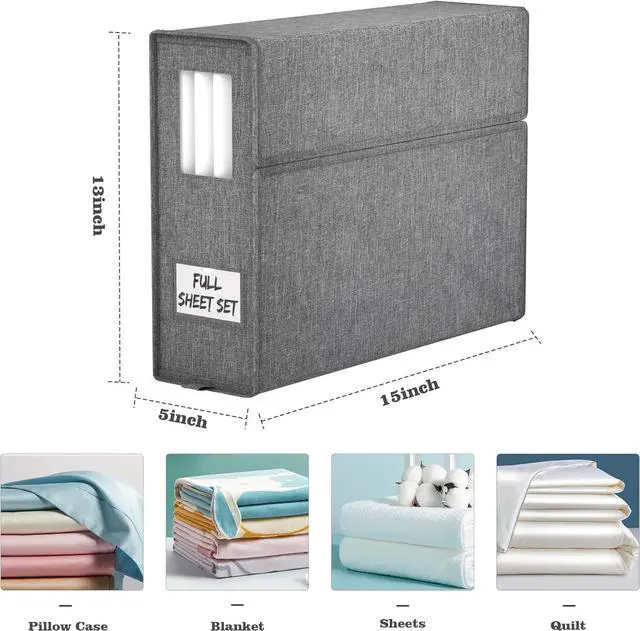 Alt view image 7 of 7 - Furnhome 6 Pack Bed Sheet Storage,2024 Sheet Organizer for King/Queen/Full/Twin, Foldable Sheet Set Organizer, Sheet Storage Cube for Bedding Sheets, Duvet Covers and Pillowcases