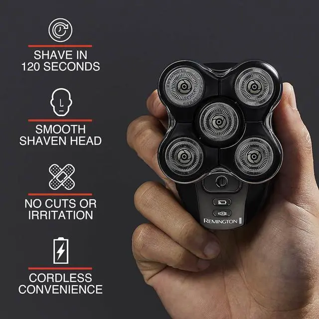 Alt view image 2 of 7 - Remington XR7000 Balder Pro Rotary Shaver Rechargeable Waterproof Electric Razor for Men Cordless Lithium Power 5 Dual Track Flexing Heads and Pop-Up Trimmer Black