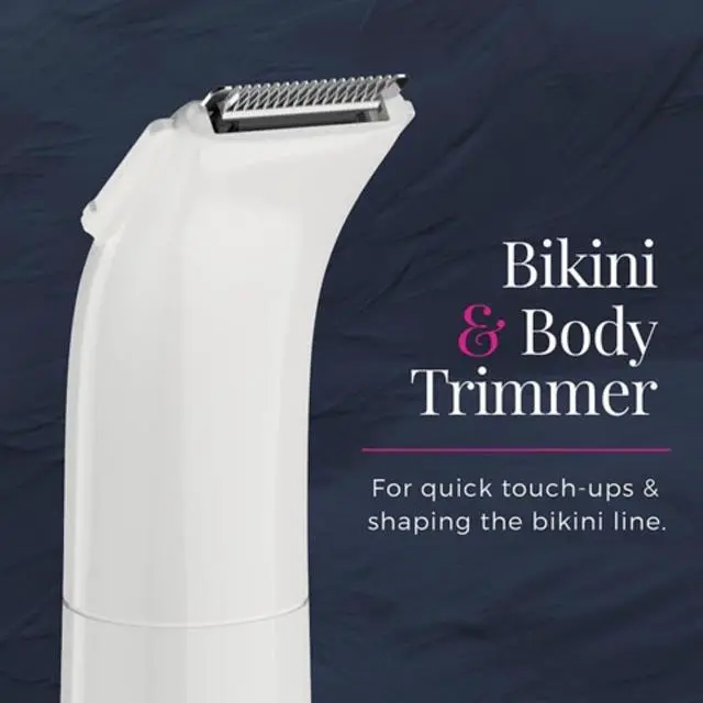 Alt view image 3 of 7 - Remington Smooth & Silky Body & Bikini Kit, Cordless bikini trimmer and shaver for women, Waterproof for grooming in the shower, White/Pink