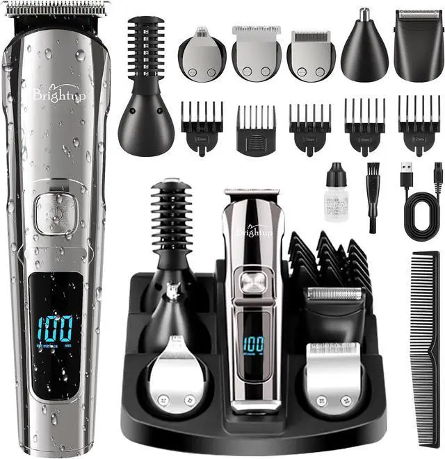 Main image of Brightup Beard Trimmer for Men - Electric Razor & Shaver, Cordless Hair Clippers Trimmers Set, IPX7 Waterproof Mens Grooming Kit for Shaving Face, Mustache, Body, Ear, Nose Hair Trimmer, Gifts for Men