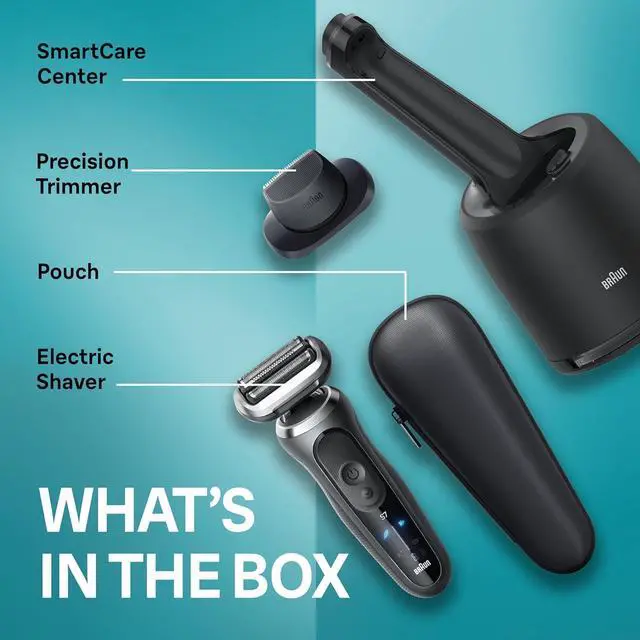 Alt view image 2 of 7 - Braun Electric Shaver for Men, Series 7 7171cc, Wet & Dry Shave, Turbo & Gentle Shaving Modes, Waterproof Foil Shaver with Precision Trimmer, Space Grey