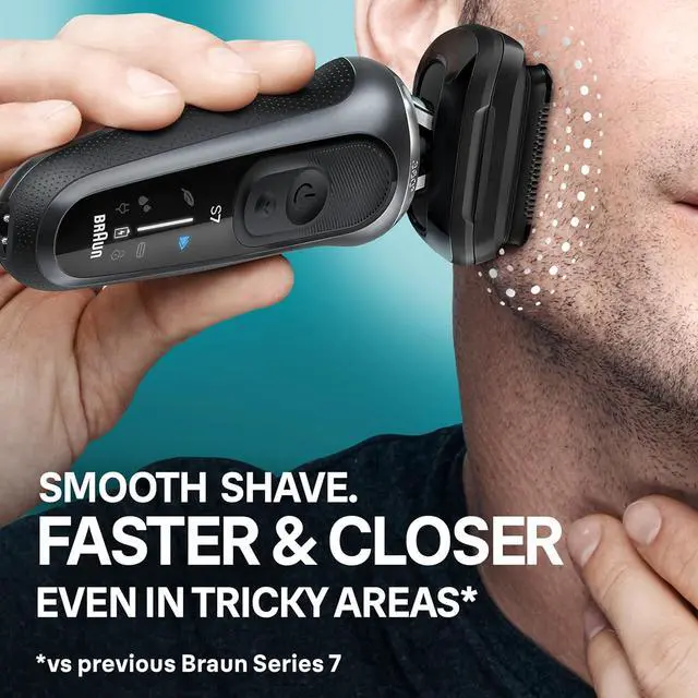 Alt view image 3 of 7 - Braun Electric Shaver for Men, Series 7 7171cc, Wet & Dry Shave, Turbo & Gentle Shaving Modes, Waterproof Foil Shaver with Precision Trimmer, Space Grey