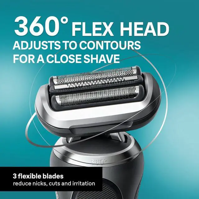 Alt view image 5 of 7 - Braun Electric Shaver for Men, Series 7 7171cc, Wet & Dry Shave, Turbo & Gentle Shaving Modes, Waterproof Foil Shaver with Precision Trimmer, Space Grey