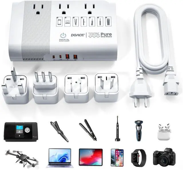 Main image of [Game-Changer] DOACE 500W Max 220V to 110V Converter, 50Hz to 60Hz Voltage Converter for European Travel, 100% Pure Sine Wave Power Converter US to Europe for CPAP Hair Straightener Laptop Cell Phone